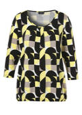 3/4-Arm Print-Shirt mit Gummizugsaum / 