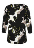 3/4-Arm Print Sweatshirt mit Rippstruktur / 