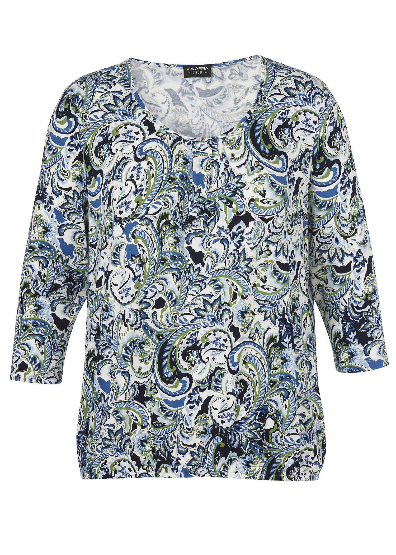 3/4-Arm Viskose-Jersey Print Shirt mit Gummizugbund /