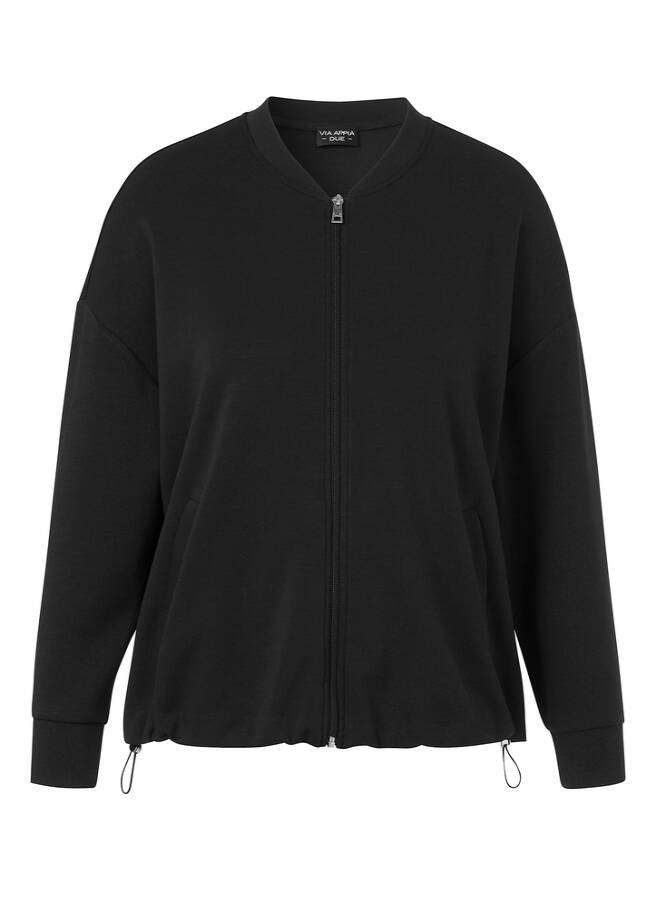 Lässig-edle Sweatjacke schwarz Frontansicht