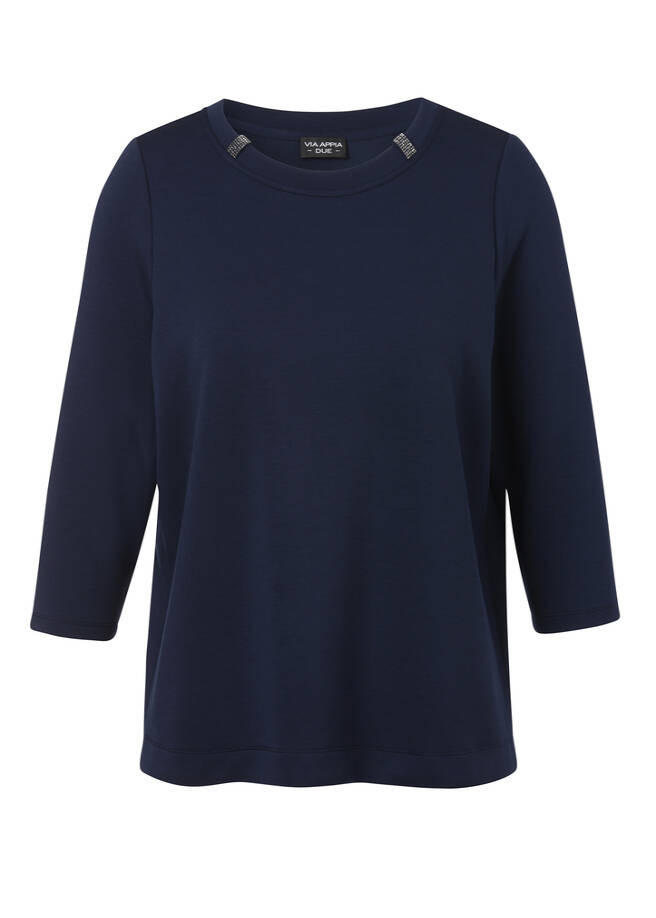 3/4-Arm Sweatshirt mit Schmuck-Details indigo Frontansicht