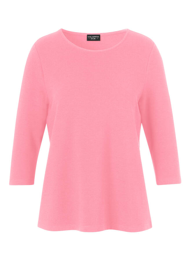 Einfarbiges 3/4-Arm Kombi-Sweatshirt mit feiner Ripp-Struktur orchidee Frontansicht