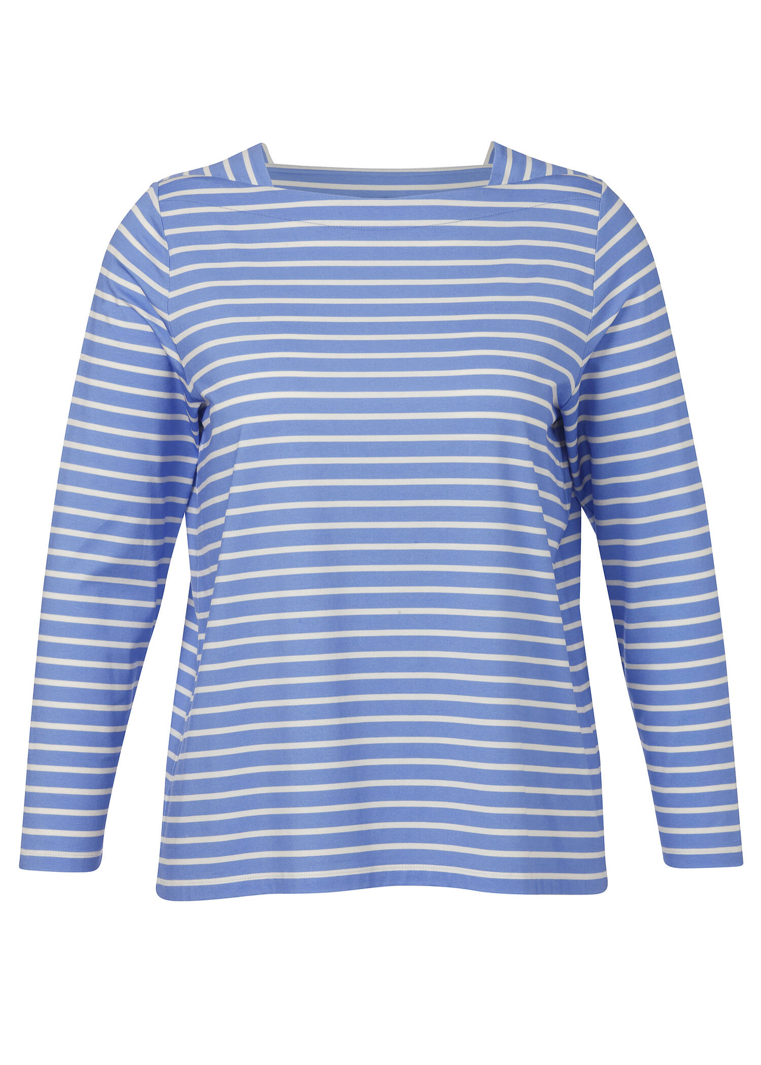 Geringeltes Langarmshirt mit Karree-Ausschnitt /