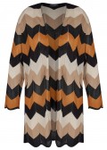 Modische Longstrickjacke mit buntem Zick-Zack-Muster /
