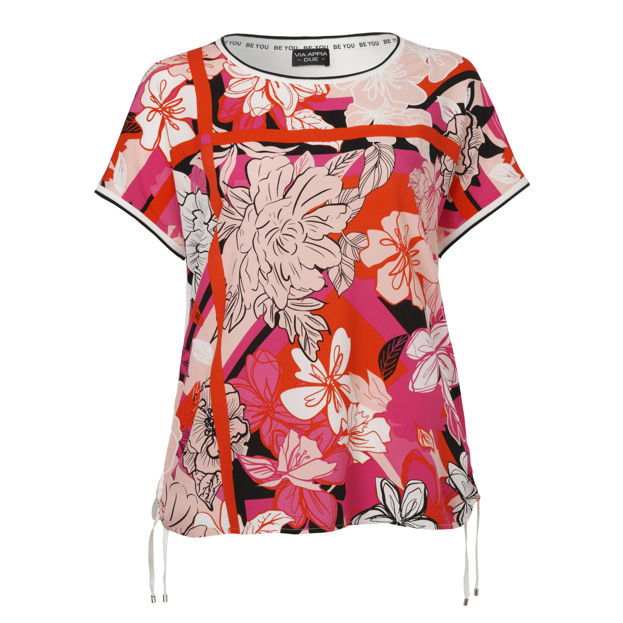 Feminines Blusenshirt mit grafischem, floralem Front-Print