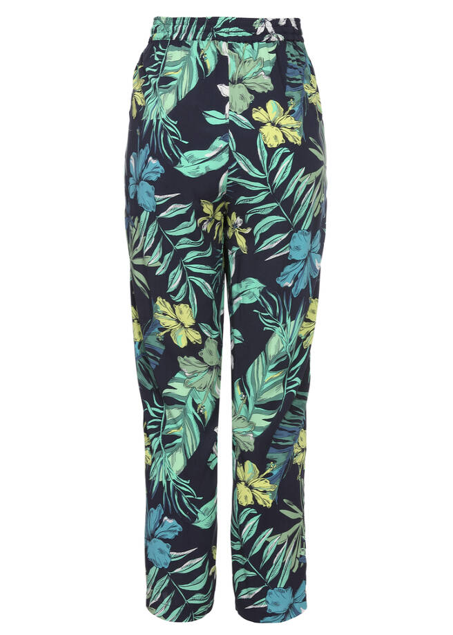 Extrovertierte Schlupfhose mit exotischem, floralem Muster / 