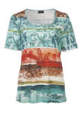 Mediterranes T-Shirt in gestreiftem Muster / 