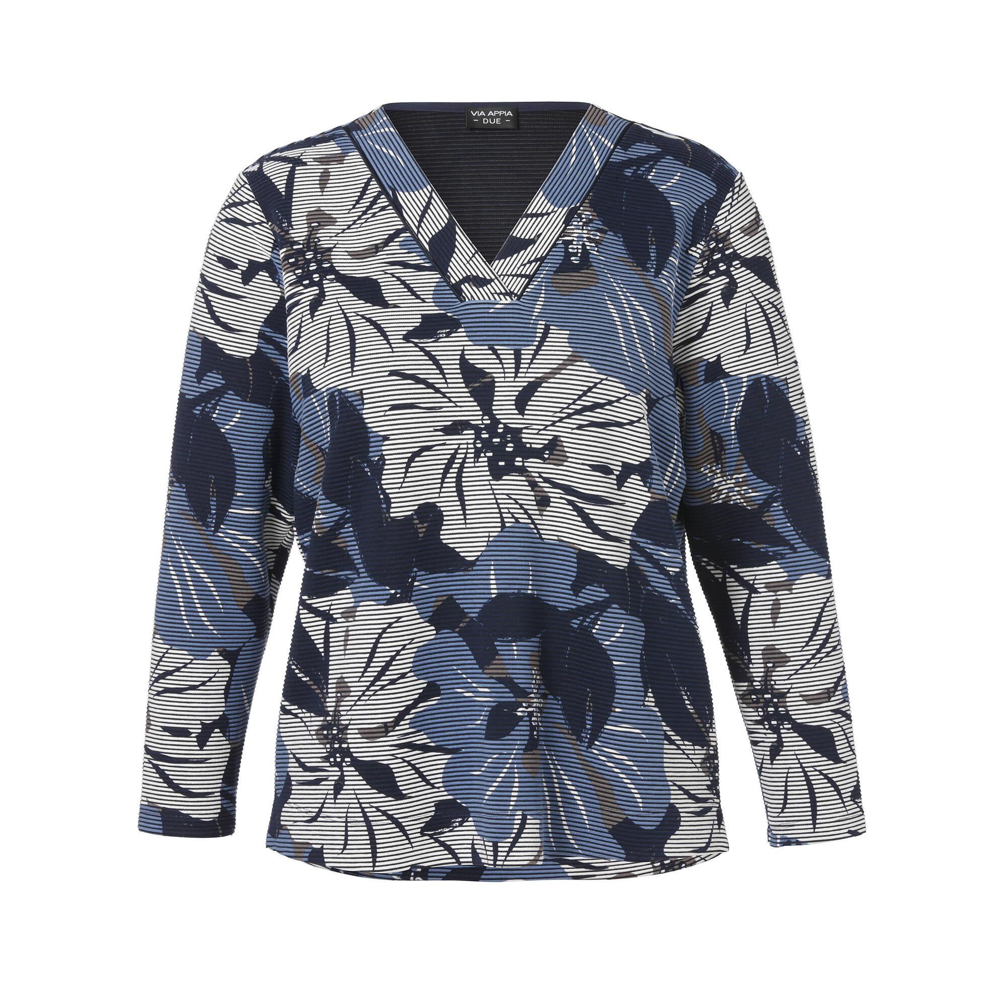 Feminines Sweatshirt mit Blumen-Streifen-Mix