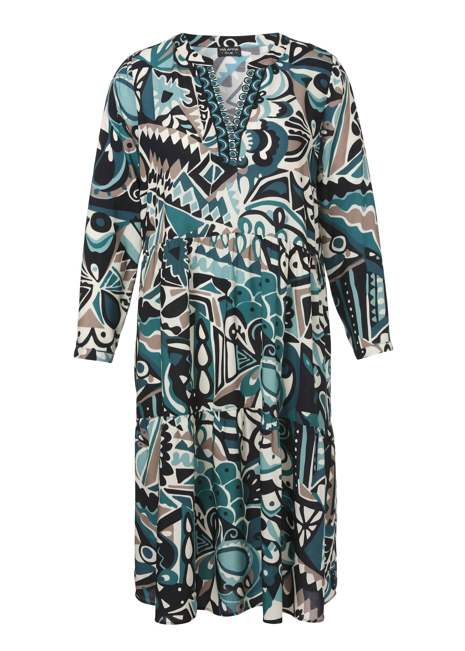 Modisches Blusenkleid mit grafischem Allover-Muster /