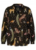 Fließende Viskose-Print-Bluse mit Hemdkragen /