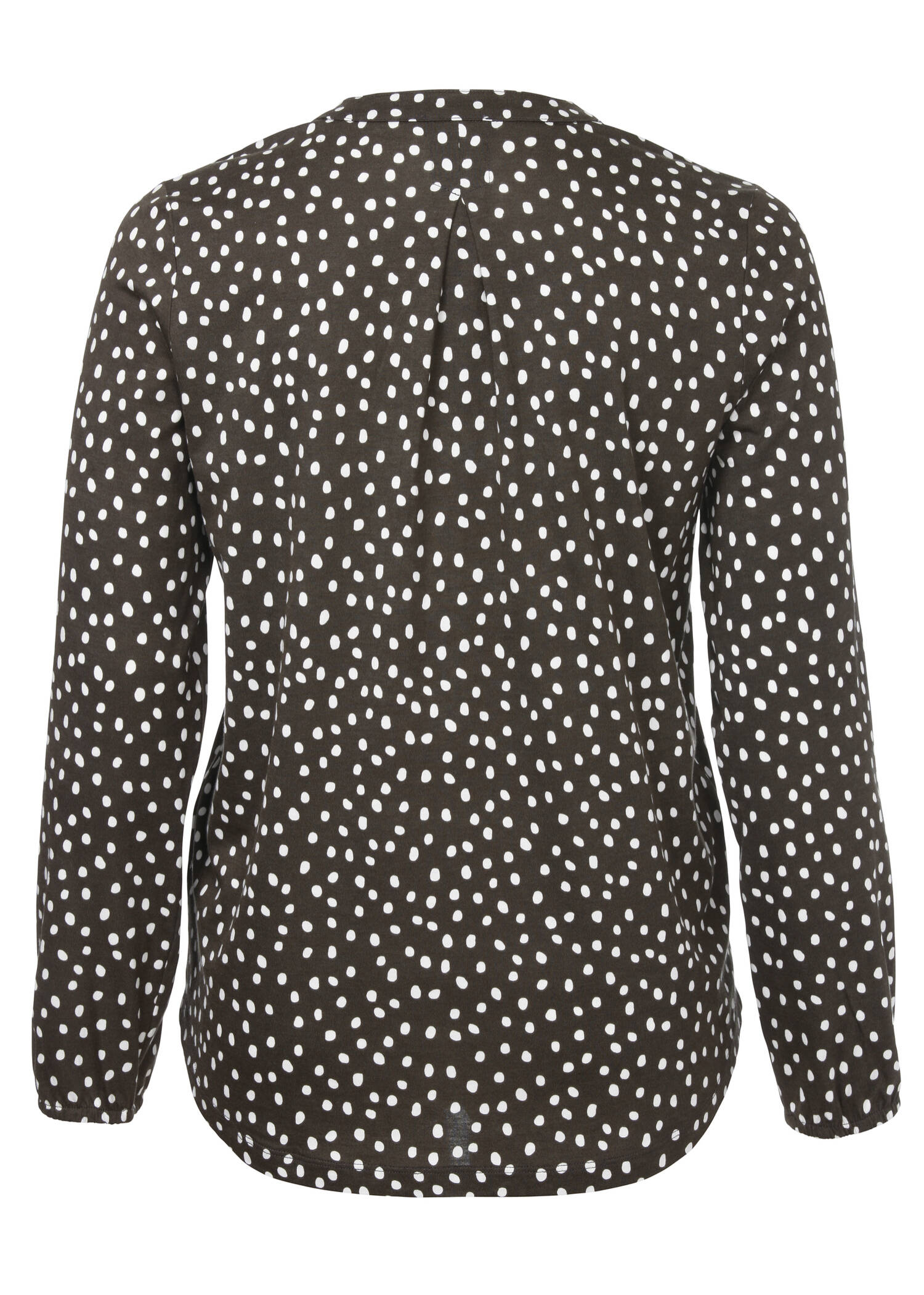 Feminine Langarmbluse mit gepunktetem Allover-Muster /