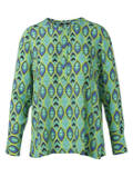 Farbenfrohe Viskose Bluse mit Allover Print und Knöpfung / 