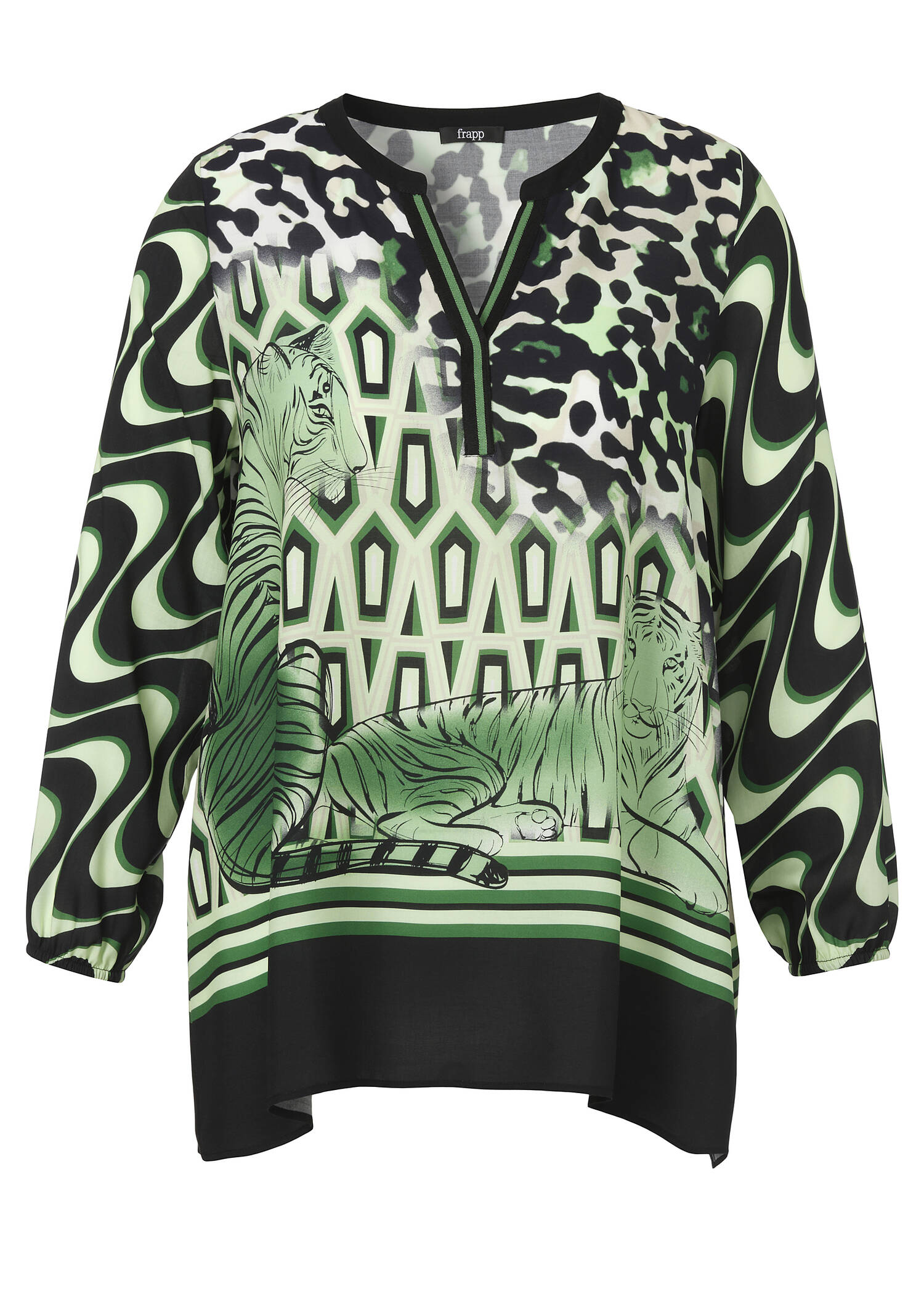 Leicht ausgestellte Tunika mit stylischem Animal Mustermix / 