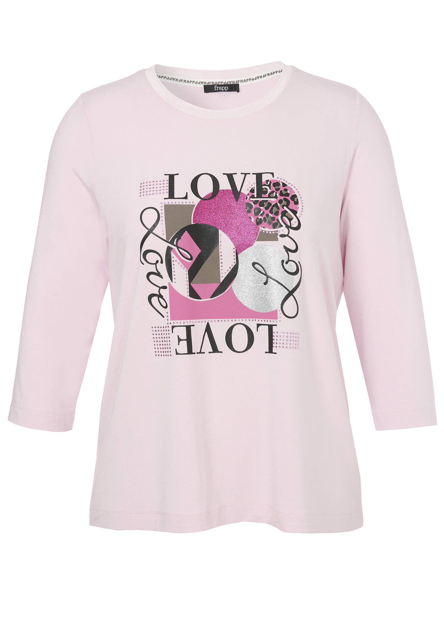3/4-Arm Shirt Rosé mit Front-Motiv / 