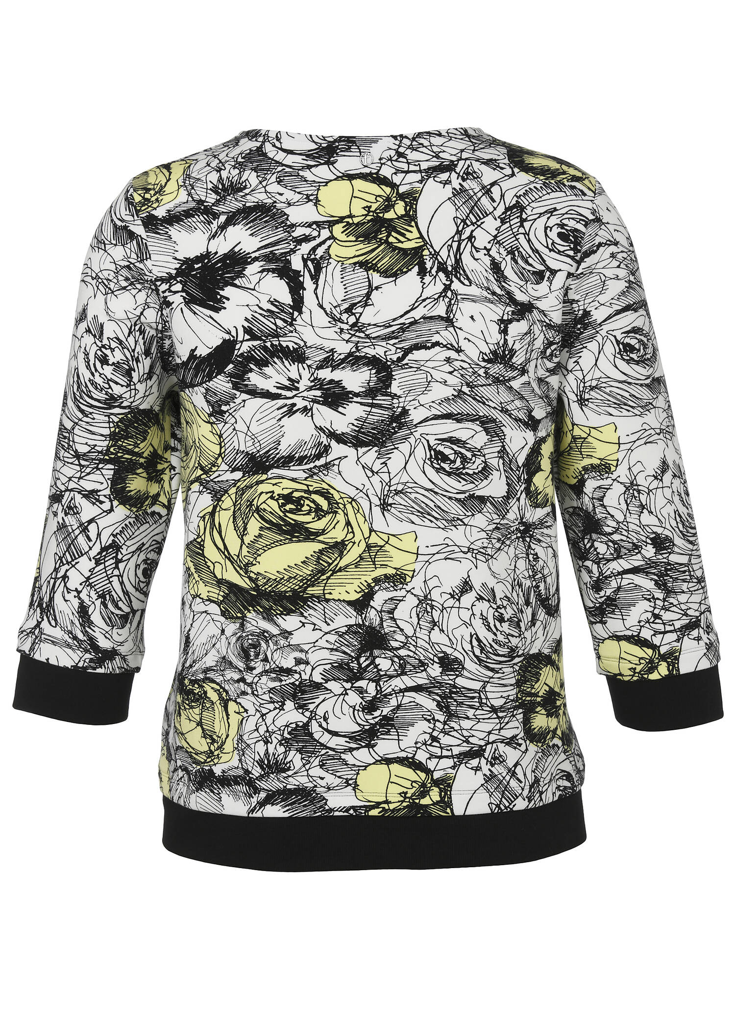 Print-Sweatshirt mit Zier-Zipper am V-Ausschnitt /