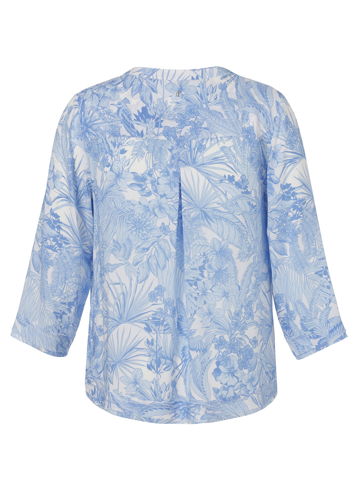 Stilvolle 3/4-Arm-Viskosebluse mit Tropenmotiven / 