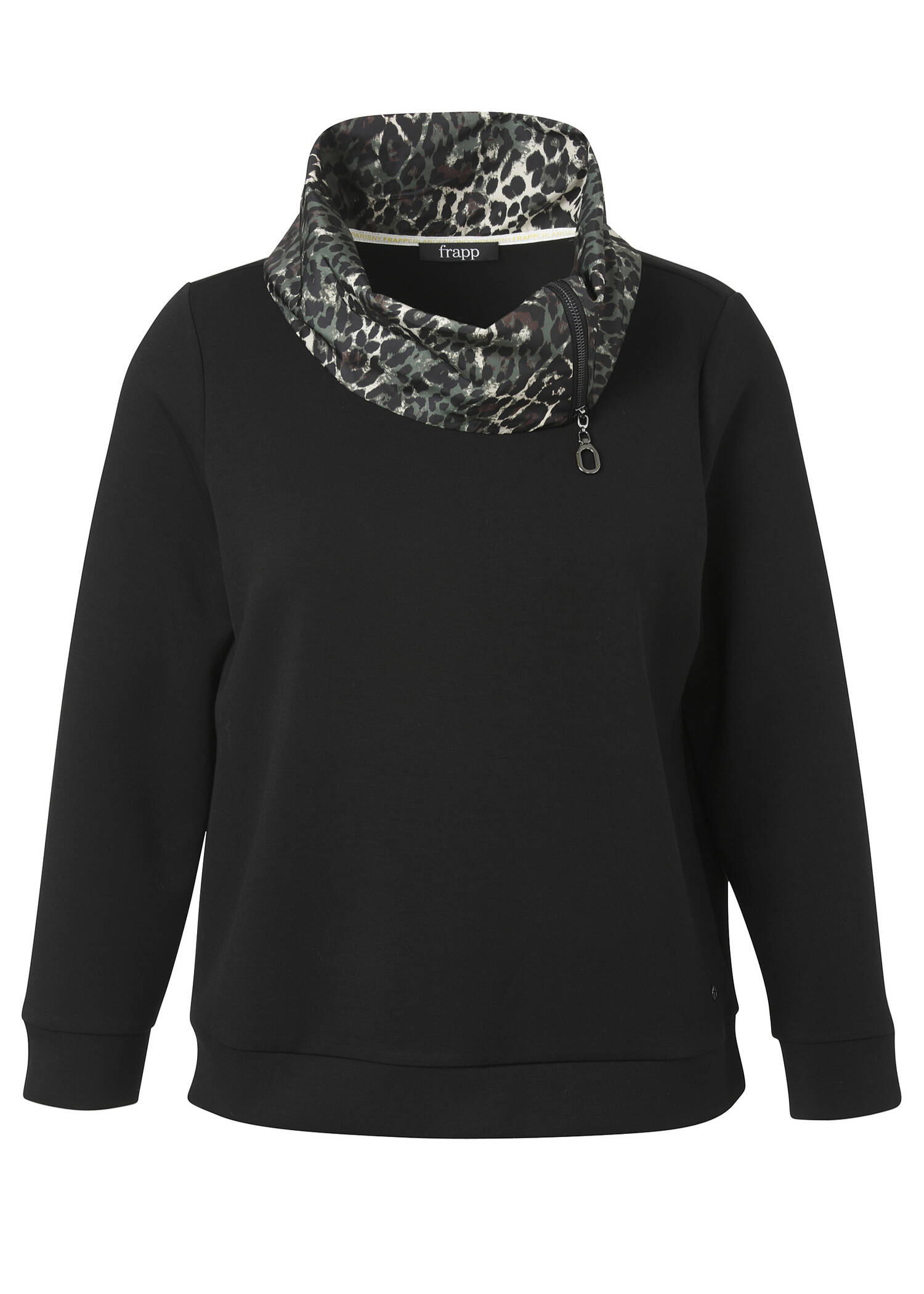 Sweatshirt mit Eyecatcher-Kragen im Leo-Dessin /