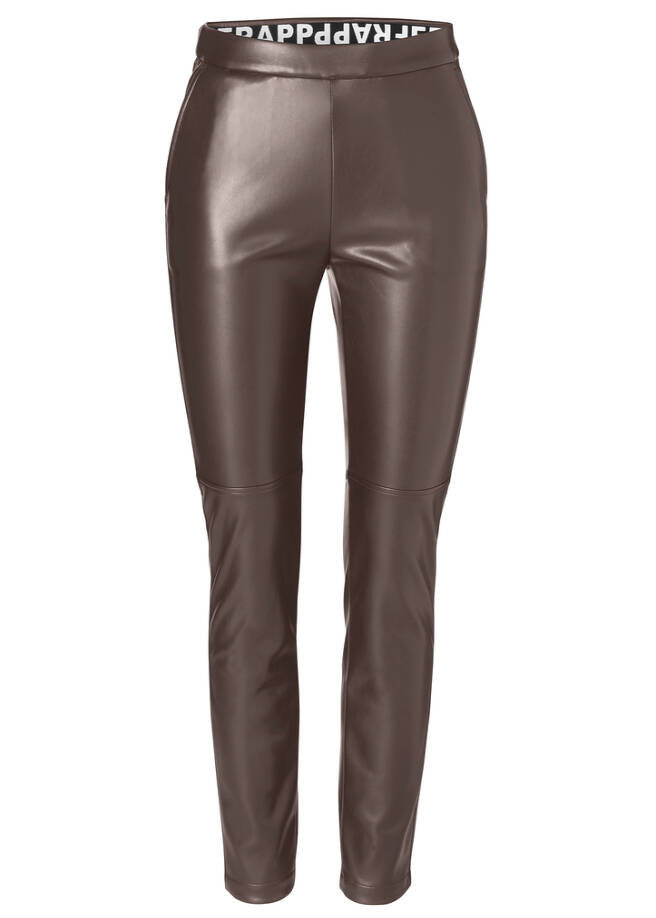 Coole Lederimitat-Hose, elastisch coffee Frontansicht