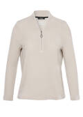 Samtiges Sweatshirt mit V-Ausschnitt und Zipper / 