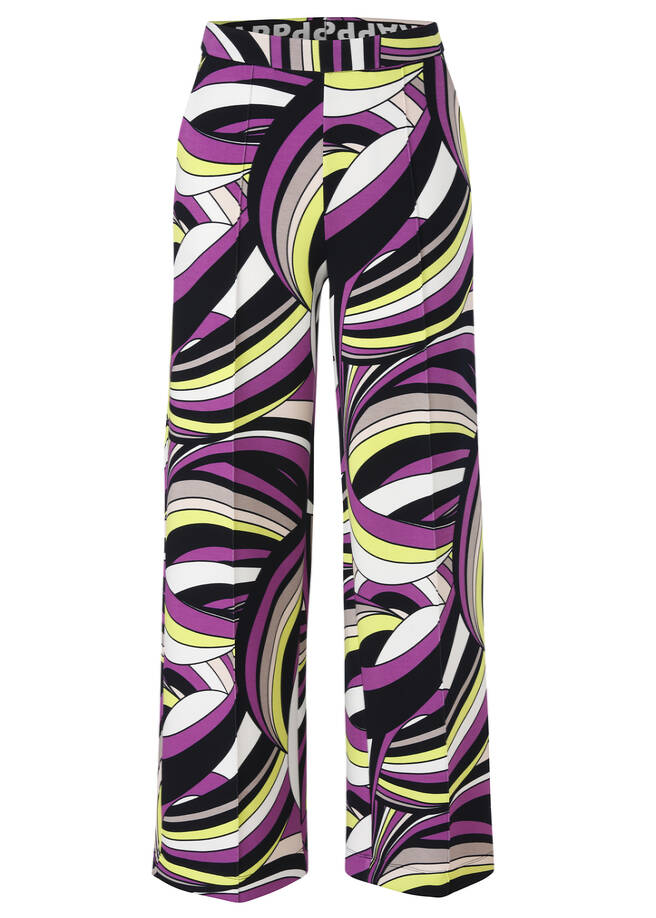 Topmodische Printhose, weite Beine fuchsia multicolor Frontansicht