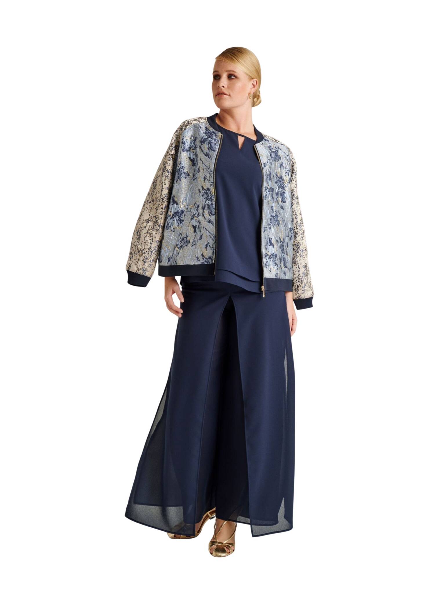 Dunkelblaue Kombihose / Hosenrock Zweilagig / 