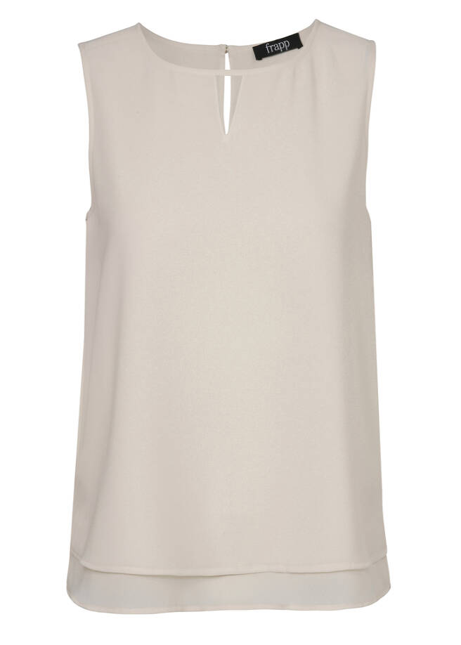 Ärmelloses Blusen-Top butter Frontansicht