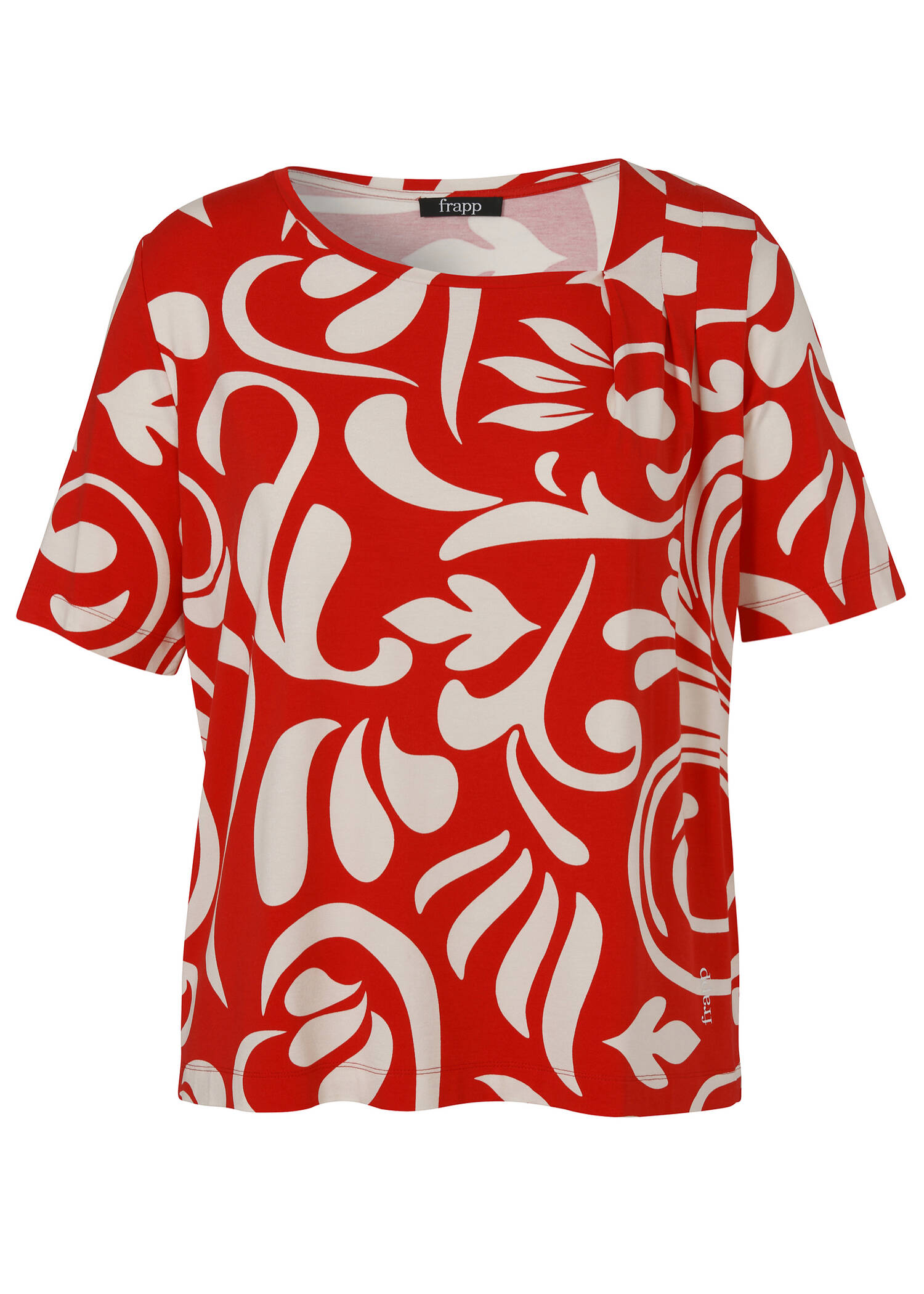 1/2-Arm Print-Shirt mit asymmetrischem Ausschnitt / 