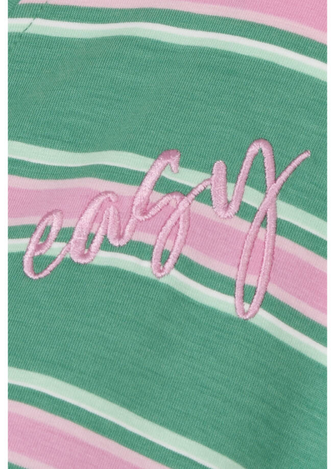 Softes T-Shirt mit Streifen und Gummizugsaum / 