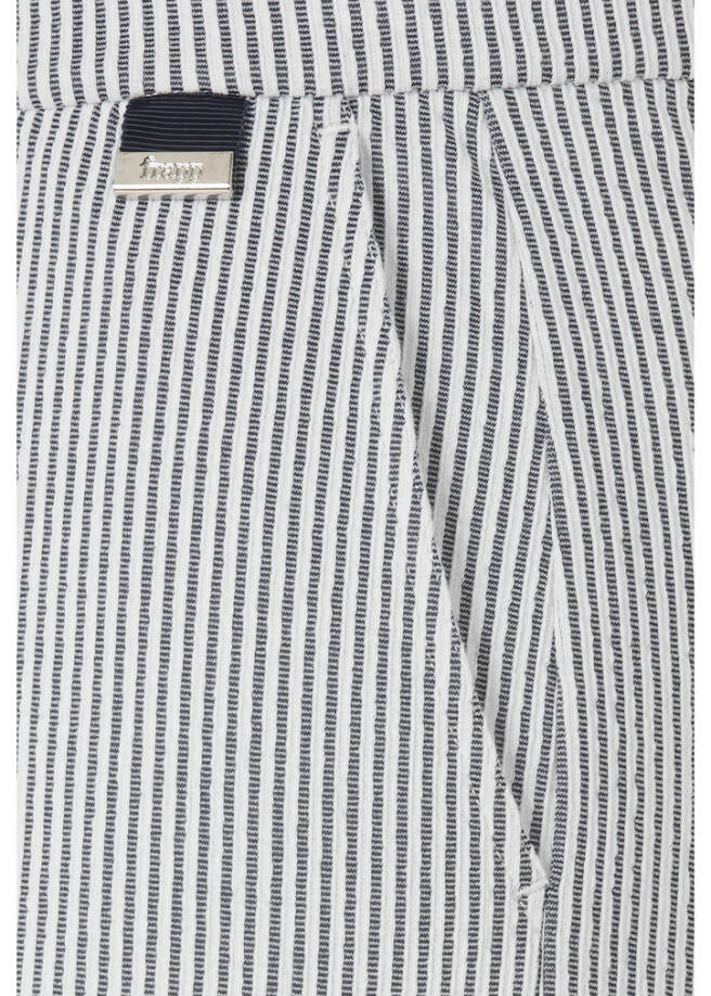 Gestreifte Sommerhose weites Bein Navy / Offwhite Seersucker /