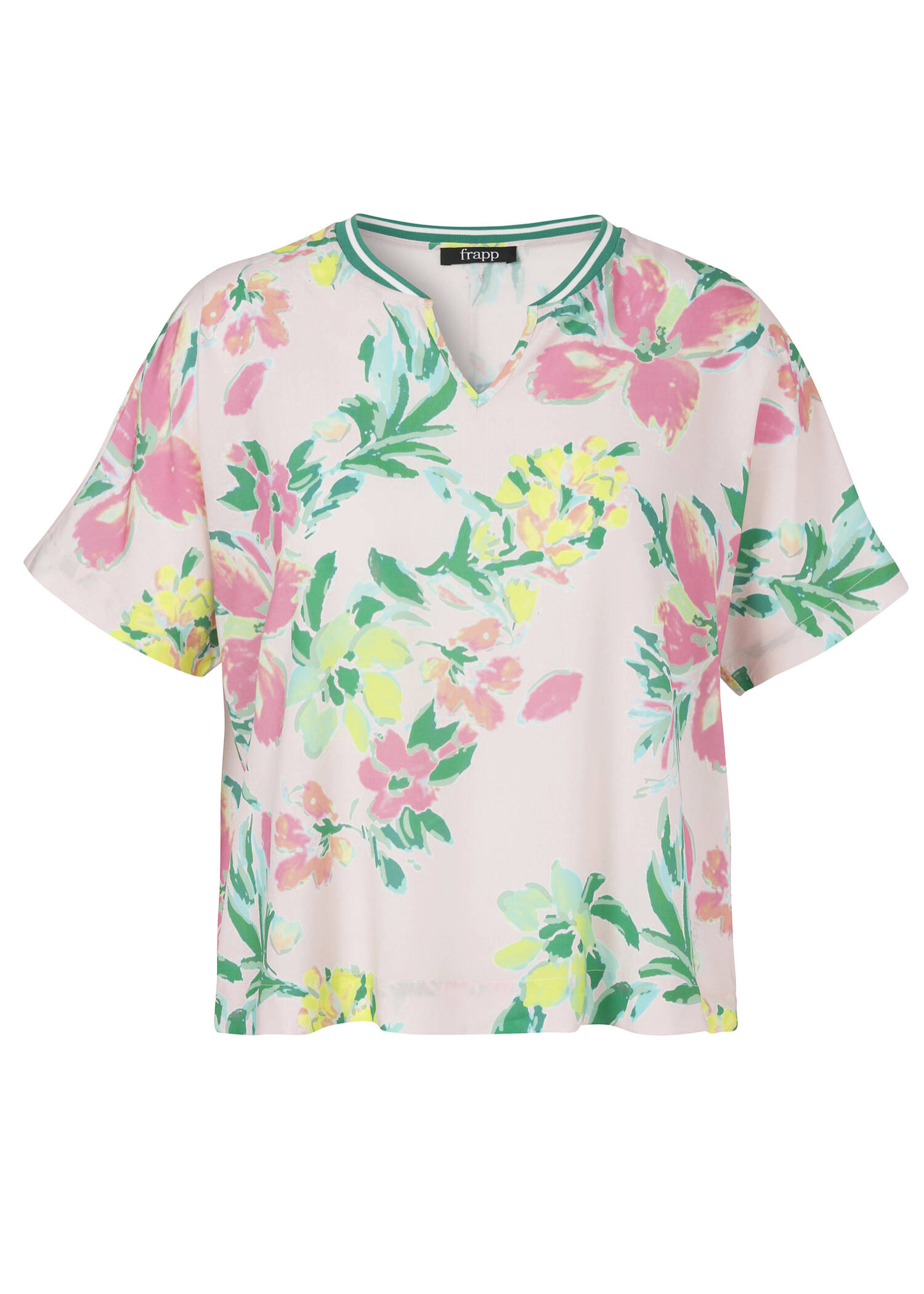 Fließende Viskosebluse Kurzarm mit Print /