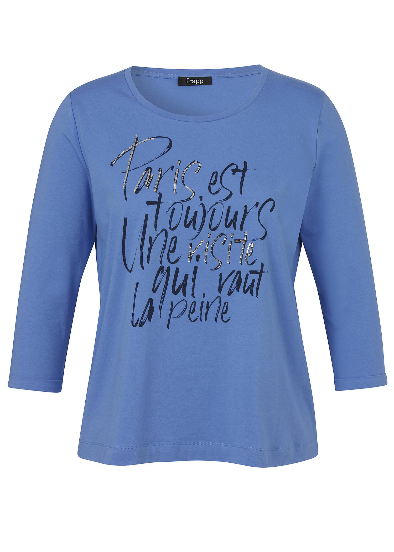 Softes 3/4-Arm Baumwoll-Jersey Shirt mit Motto-Print Blue / Navy /