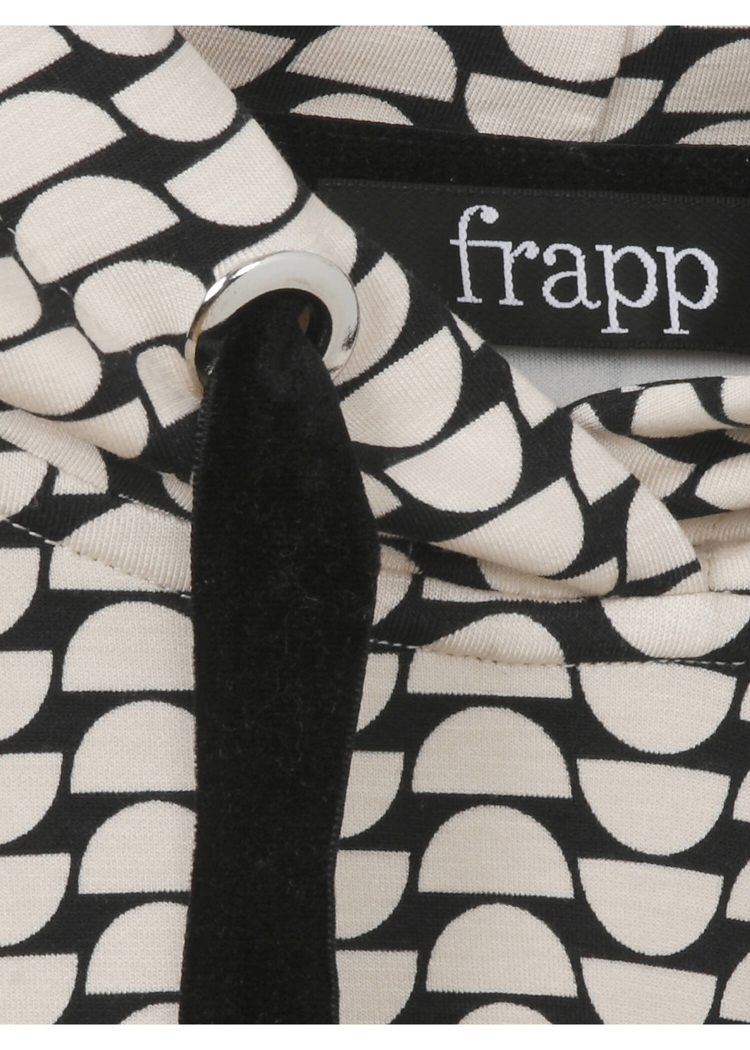 Edles Kapuzen-Sweatshirt mit Bicolor-Print Schwarz / Sand /