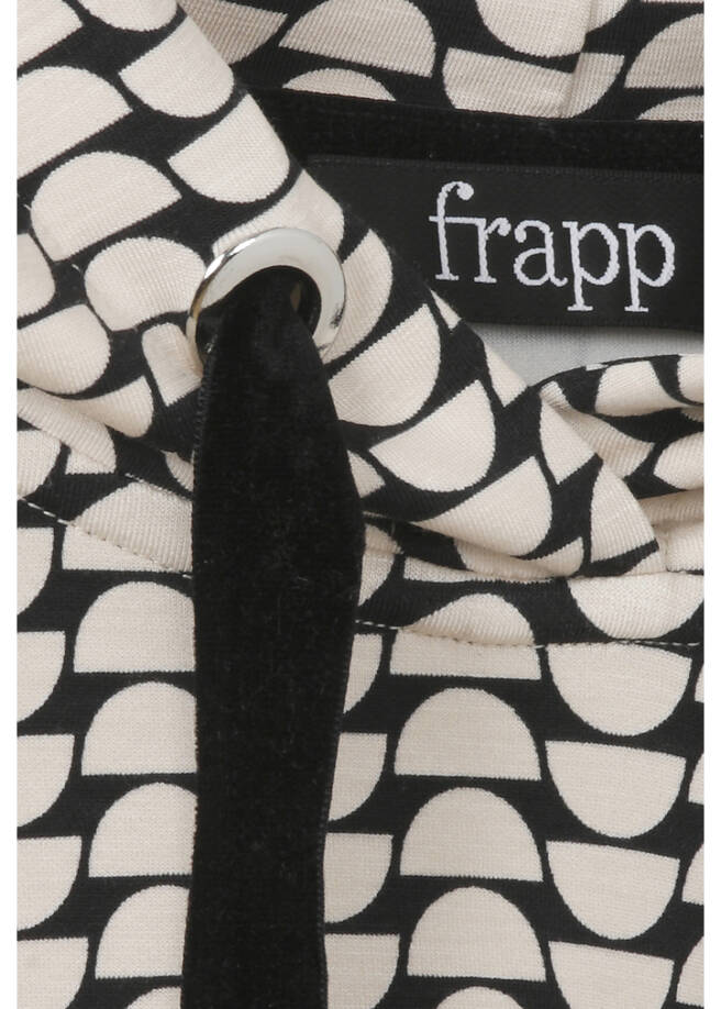 Edles Kapuzen-Sweatshirt mit Bicolor-Print Schwarz / Sand /
