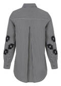 Längsgestreifte Baumwoll-Stretchbluse mit Verzierung am Arm / 