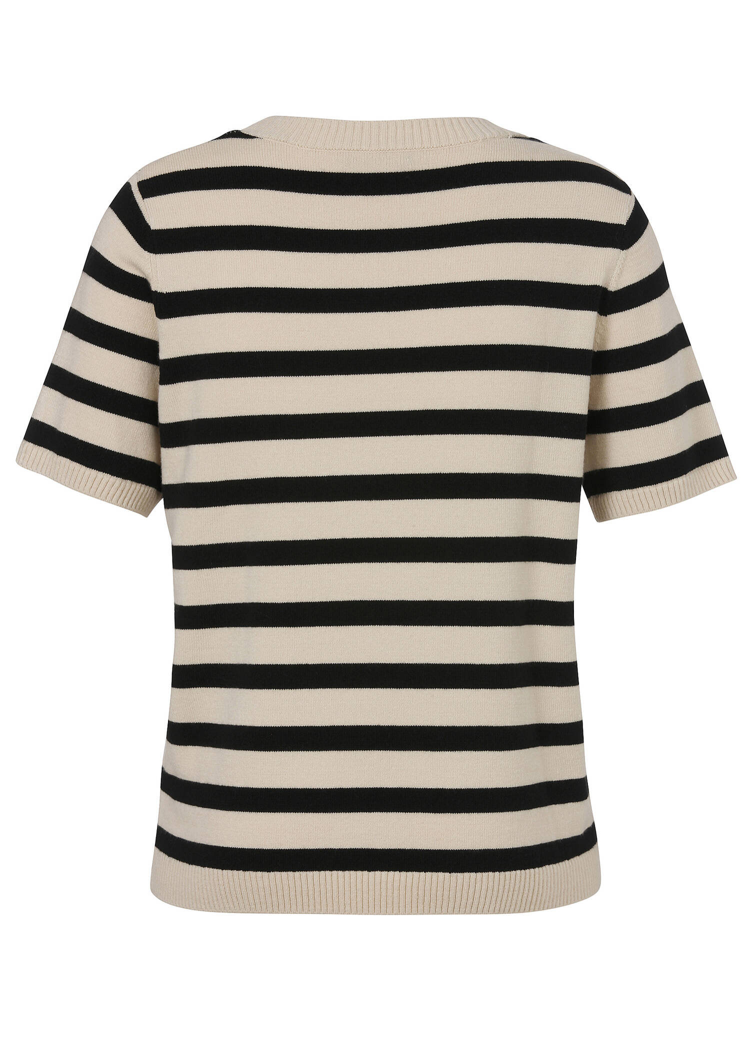 Halbarm Feinstrick-Pullover geringelt /
