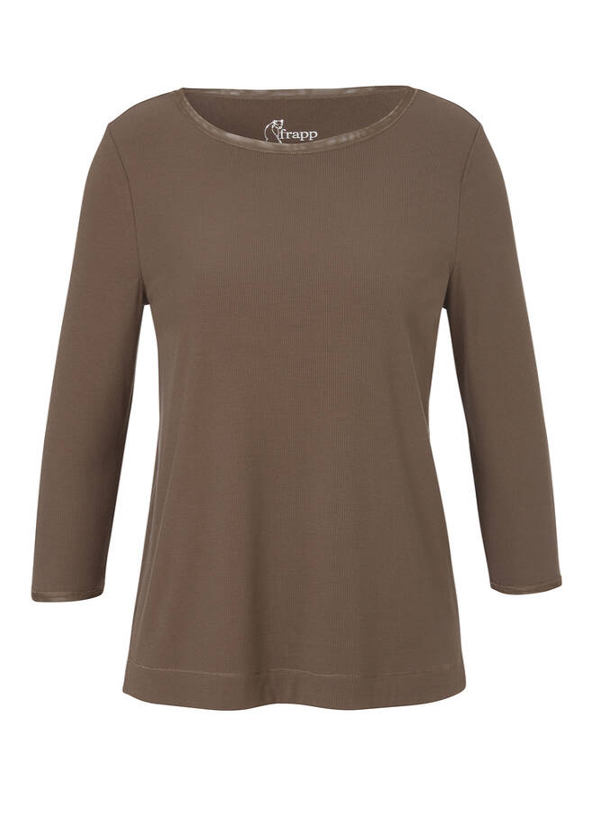 Fein geripptes 3/4-Arm Shirt Premium Basic Winter nougat Frontansicht