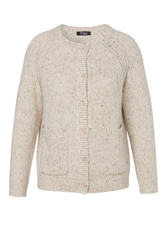 Klassische Strickjacke in Premium-Qualität sand multicolor Frontansicht