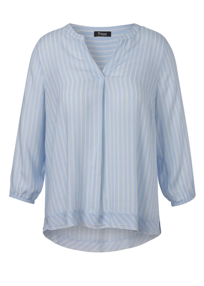 Zarte 3/4-Arm Viskose Schlupfbluse mit Längsstreifen powder blue / butter Frontansicht